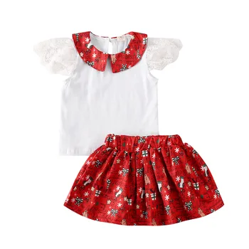 

Free Shipping Summer Christmas Clothes Newborn Baby Girls Clothes Top Tutu Skirt Deer Outfit Set 0-24 months