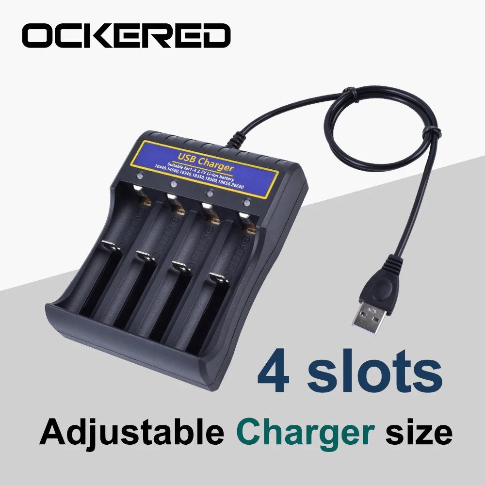 

4 Slots USB 18650 Battery Charger General Lithium Battery Chargers For 16340 14500 26650 18650 Rechargeable Lithium Battery