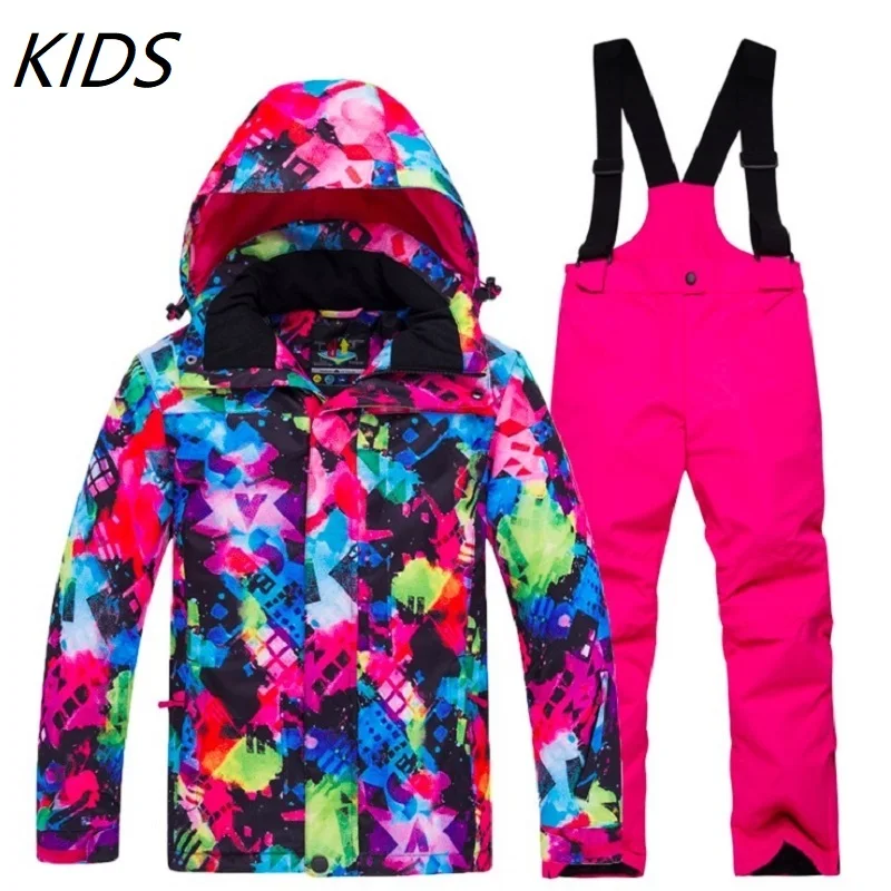 Уличная зимняя одежда лыжные костюмы Детские комплекты для девочек сноубординга Лыжная куртка и штаны теплый ветрозащитный водонепроницаемый для снега