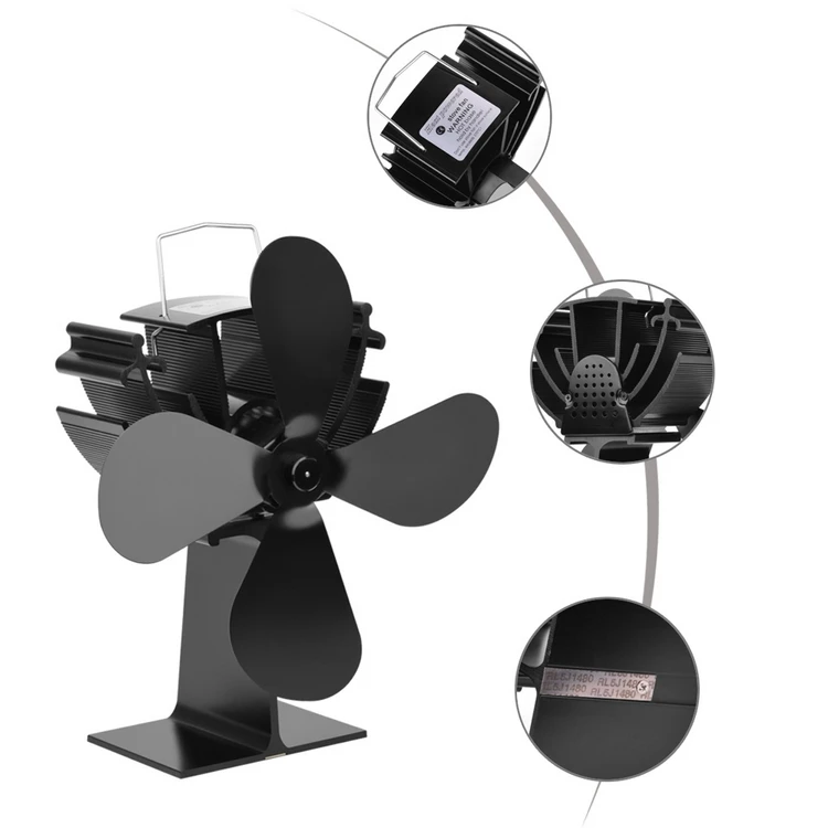 4 Лопастной вентилятор для печи работающий от тепловой энергии дерева/камин