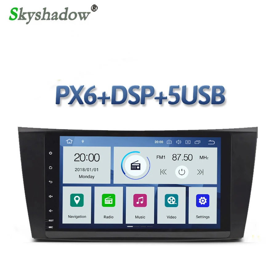 PX6 DSP HD Android 9,0 6 ядерный 4 Гб ОЗУ 64 Гб ПЗУ автомобильный dvd-плеер gps карта RDS радио bluetooth для Benz W211 W463 W219 W209 2004-2011