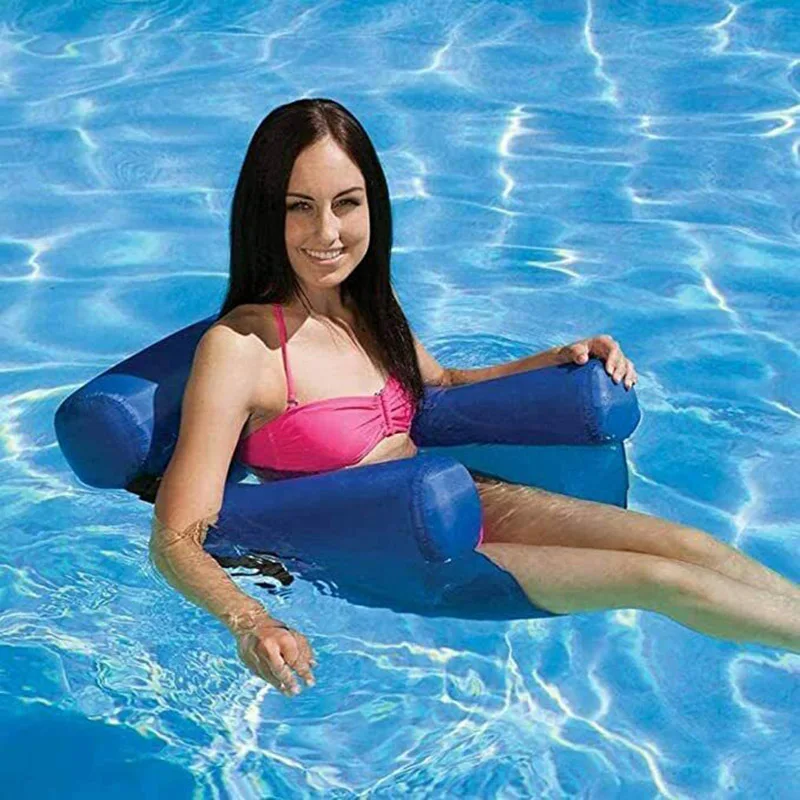 Water Hammock Outdoor Swimming Pools Inflatable Floating Bed Chair Foldable Summer Swimming Air Mattress Sleeping Floating Bed