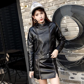 

Fp1348 2019 new autumn winter women fashion casual 2pieces set suit Good PU Leather womens clothing womans outfits