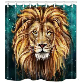 

The Lion Head Polyester Fabric Shower Curtain Set Fantastic Decorations Bath Curtain