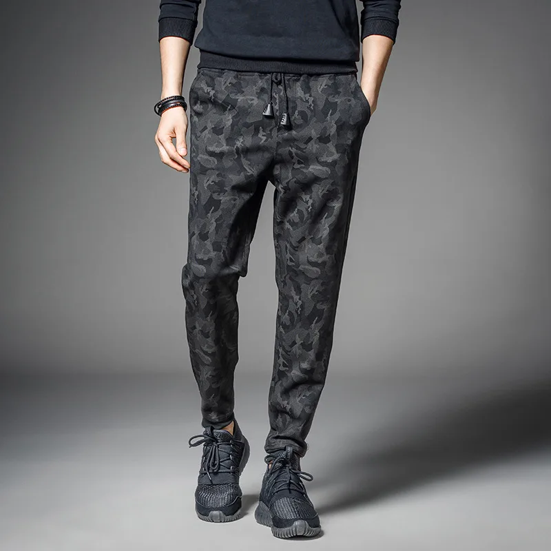 

Men's Trousers Autumn & Winter plus Velvet MEN'S Casual Pants Skinny Harem Pants Loose-Fit Beam Leg Trousers Sweatpants Korean-s