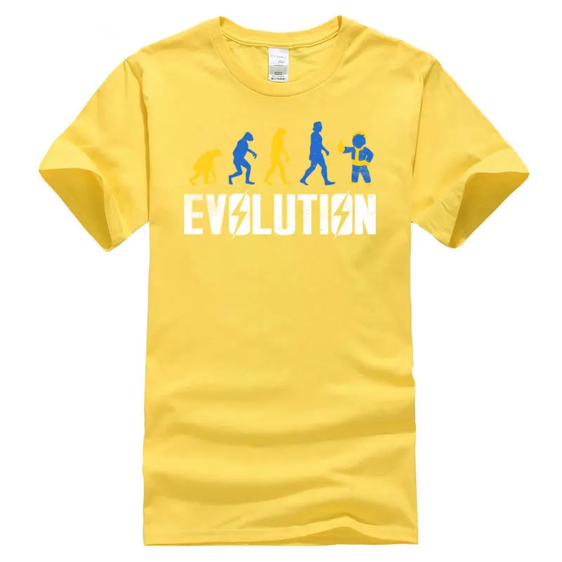 Printed Evolution_3_563 T-shirts Prevailing Summer Short Sleeve Round Neck Tops Shirts 100% Cotton Men Slim Fit Tee-Shirt Evolution_3_563 yellow