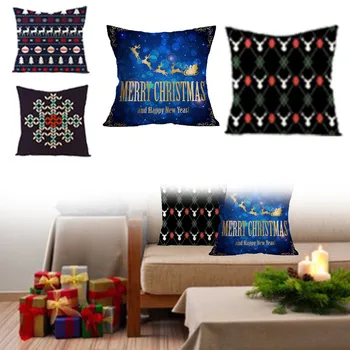 

4PCS 2021 New Year Decoration Red Plush Pillow Case Winter Home Xmas Christmas Decor Cushion Cover navidad decoraciones J60