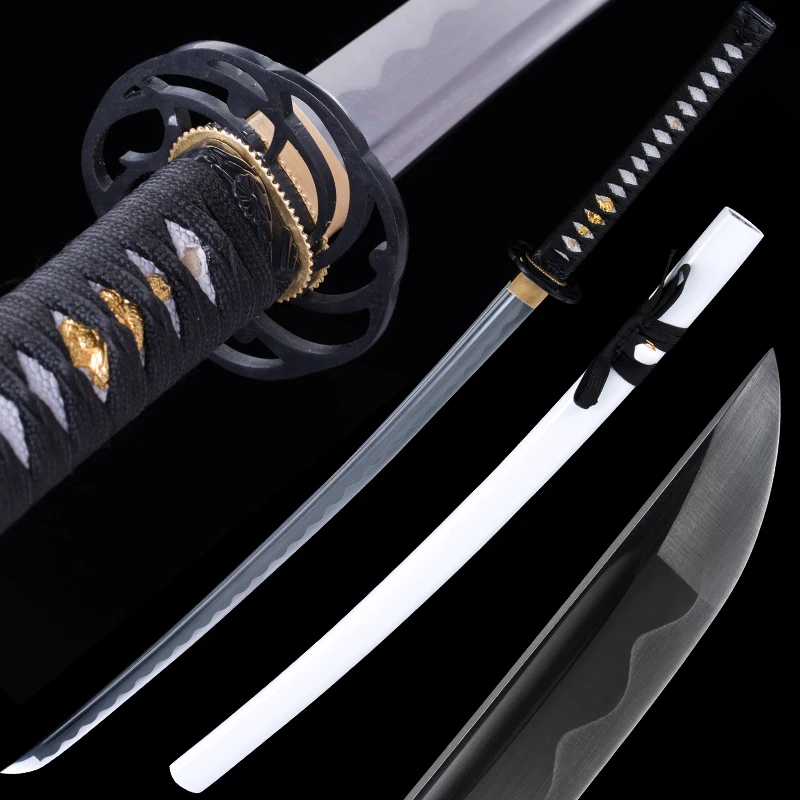 White Ninja Katanas Real Japanese High Carbon Steel Razor Sharp Handmade Full Tang Swords Iron Tsuba Battle Ready For Cutting | Дом и сад