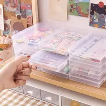 

Eco-friendly Pencil Box Lightweight Transparent Multifunctional Plastic Art Satchel Storage Case School Supplies for Student