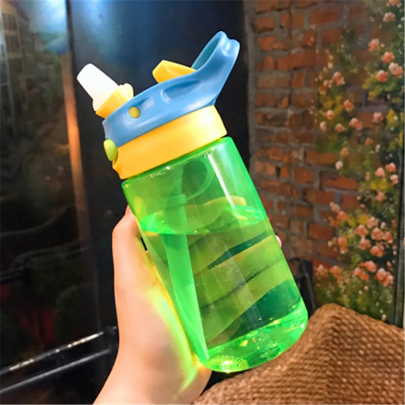 H512be3a5e3a74bbebd45c1427148542eP 450/480ml Water Bottle With Straw Plastic Water Bottles For Kids Bottles BPA Free Sports Bottle Student School Drinkware