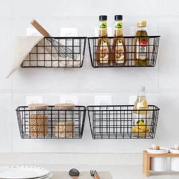 

Strong Stickiness Wall Hanging Storage Rack Organization Storage Basket Rectangular Storage Box Bathroom Kitchen Accessories