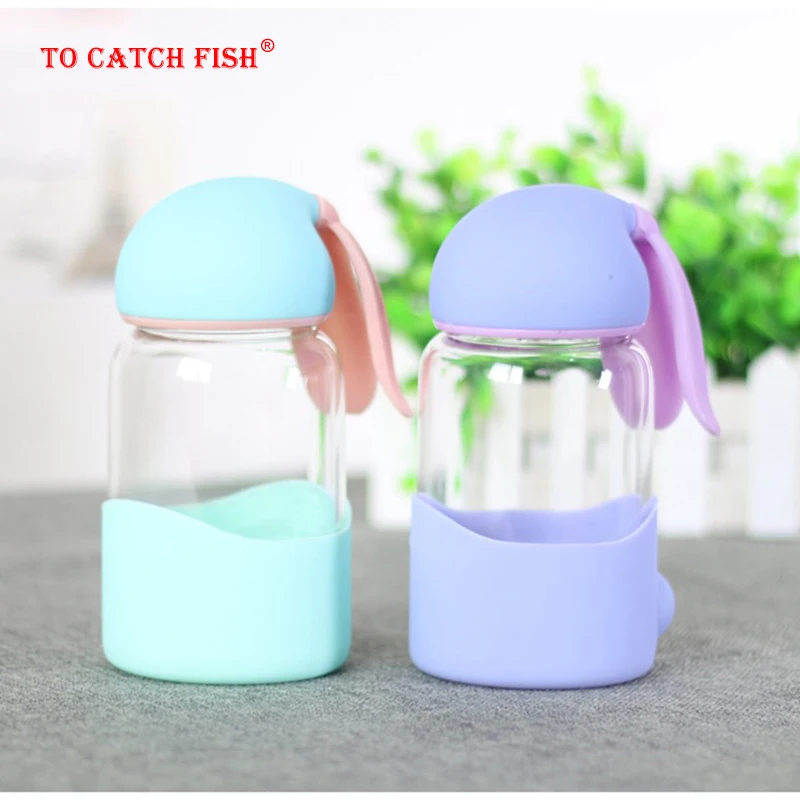 Cute rabbit shape Water Bottle Cartoon Scrub Sports Space Fruit Juice Plastic Drinkware Water Bottle Eco-Friendly Christmas gift