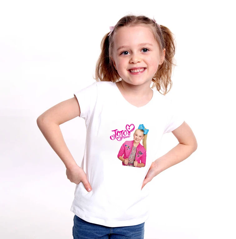Новая детская летняя футболка одежда для мальчиков и девочек jojo siwa с короткими