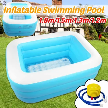 

150/180cm Inflatable Swimming Pool Adults Kids Pool Bathing Tub Outdoor Indoor Swimming Pool bathtub and Foot pump
