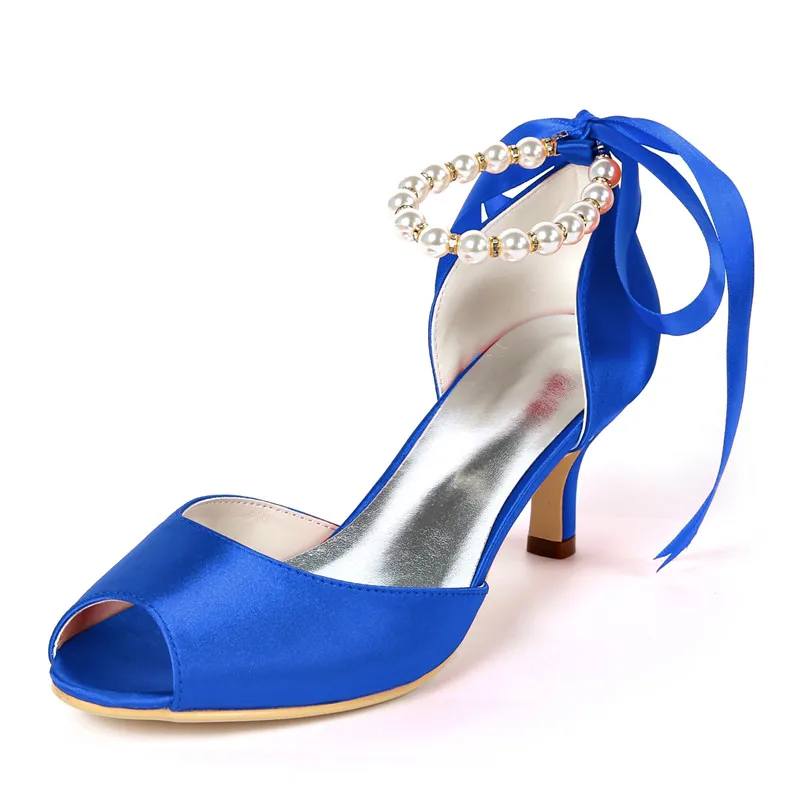 Kitten Heels Pearls Wedding Shoes Satin 