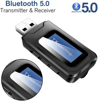 

2 in 1 Visualization Bluetooth Transmitter and Receiver,USB Bluetooth 5.0 Transmitter with LCD Display for PC,Headphones,Stereo
