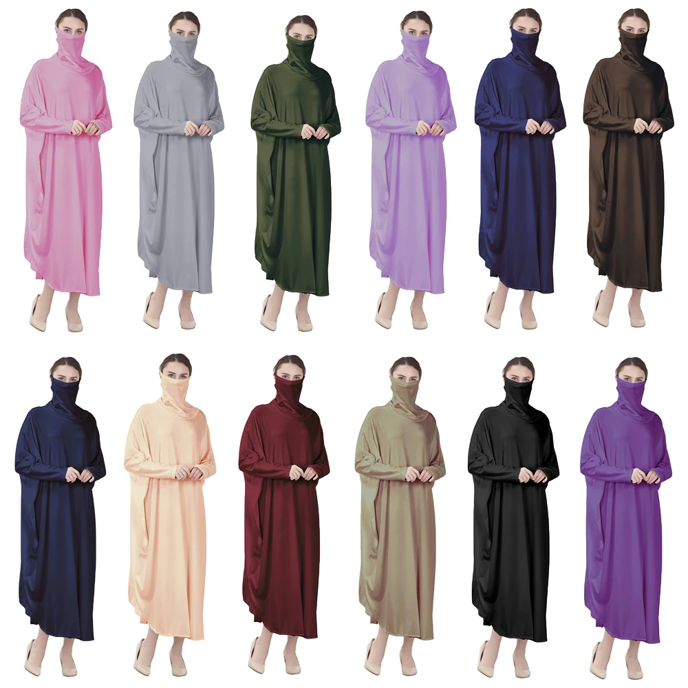 Мусульманские женщины Бурка химар вуаль Niqab Макси абайя для молитв платье халат