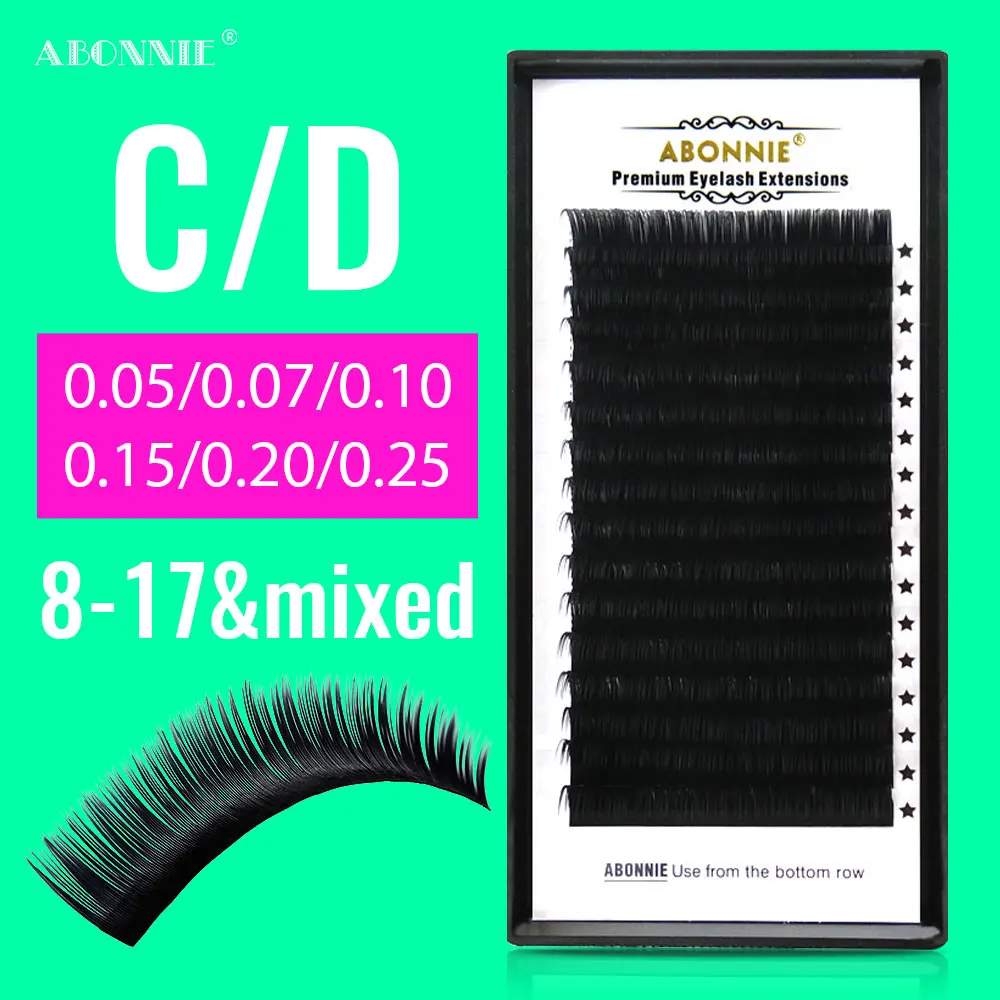 

Abonnie Label Classic Eyelash Mink 16 Rows 8-17 MM Length Eyelash Extensions Natural Makeup Mink Individual Eyelash Extension