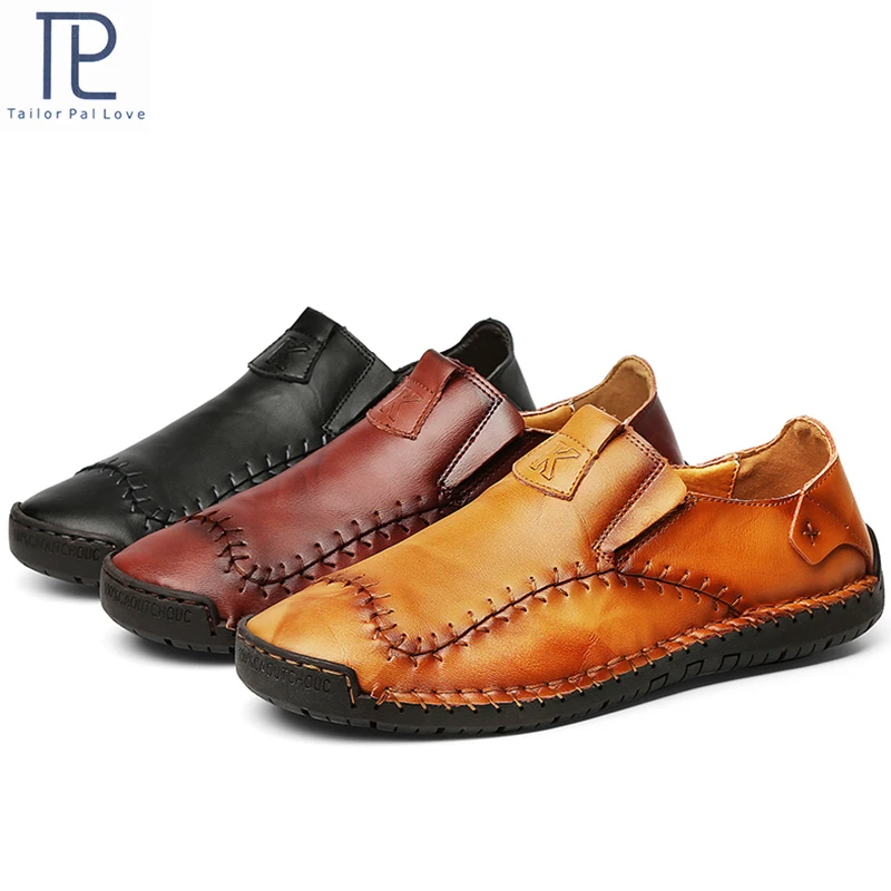 New Breathable Men's Leather Loafers Casual Shoes 38-48 Non-slip Wear-resistant Soft Business big size | Обувь