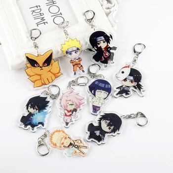 

Anime Naruto acrylic keychain Uchiha Obito Deidara Sasori Uchiha Itachi cartoon double-sided pendant Keyring Jewelry Accessory