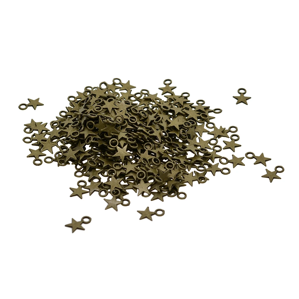 300 Pcs  Metal Stars Beads Bronze Star Pendant for Jewelry Making Pentagram Charm Pendants 10 x 8mm