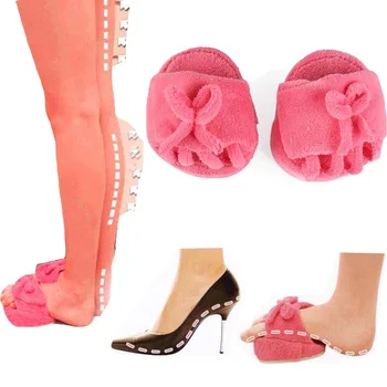 

1Pair Women's Slim Half Sole Massage Shoes Weight Loss Slipper Slimming Dieting Legs Slippers Indoor Coral Fleece Pink Bowtie