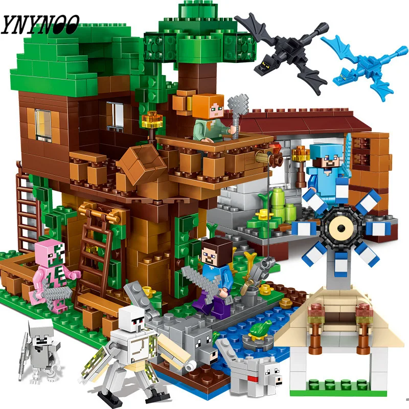 

700pcs Children's building blocks toy Compatible city Legoinglys Jungle Tree House Windmill Village figures Bricks