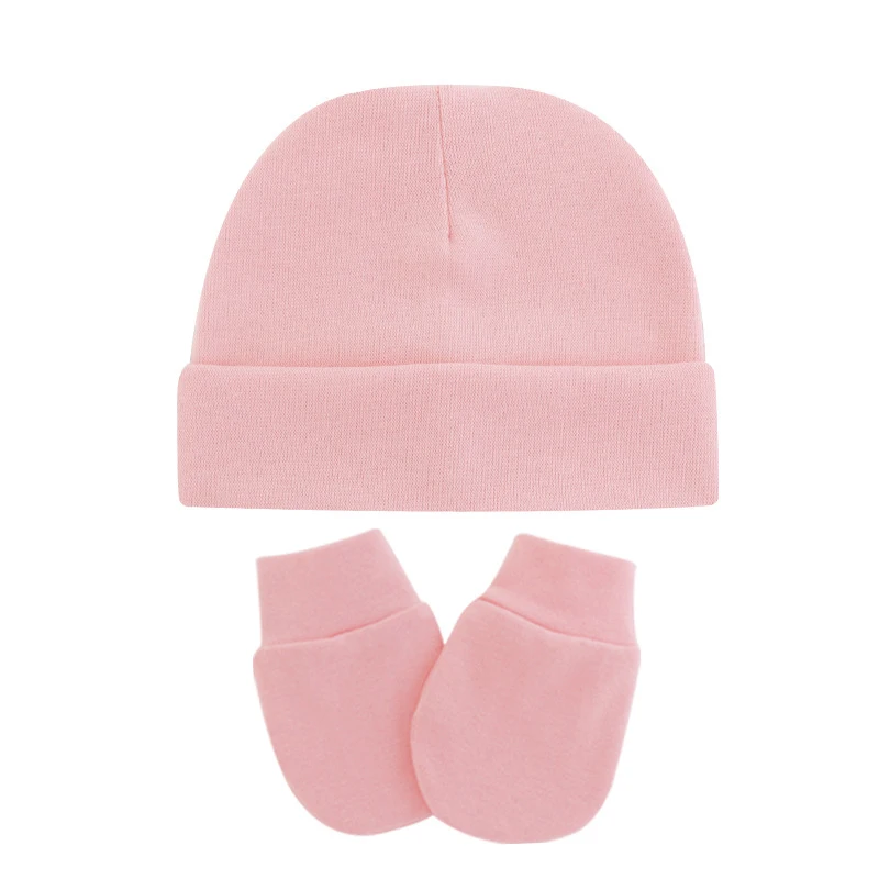 3pcs/Lot Solid Caps for Children Kids' Hat for New Born Baby Hat Birth Baby Beanie Toddler Glove Set Newborn Accessories