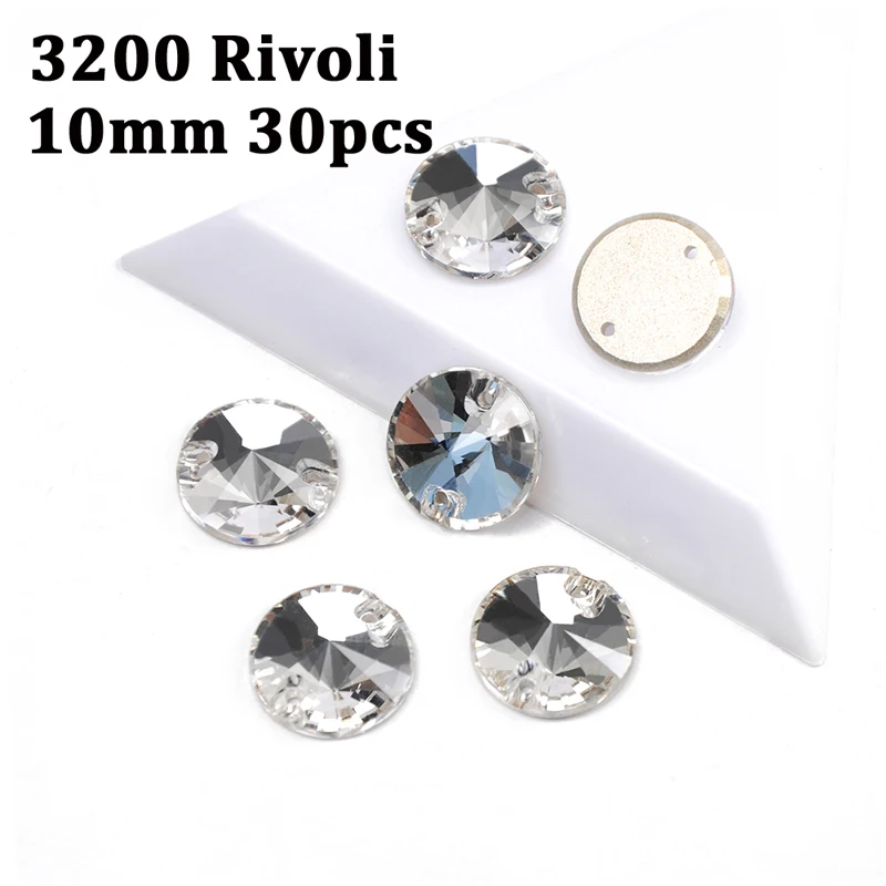 Rivoli 10mm-30pcs CTPA3bI Кристалл высокого качества формы смешивания пришить на стеклянные стразы с отверстиями камень DIY свадебное платье украшение одежды - Цвет: Rivoli 10mm-30pcs