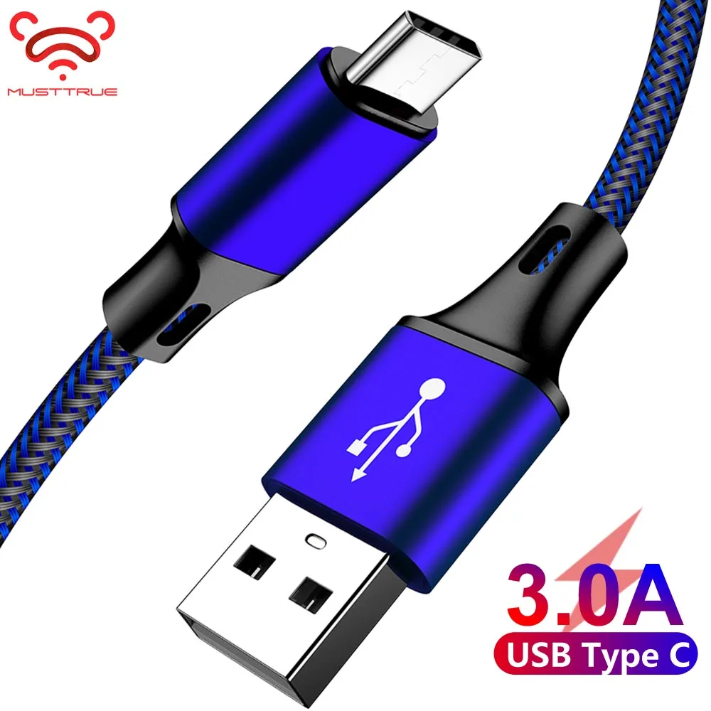 MUSTTRUE 3.0A type C кабель зарядного устройства Шнур для samsung huawei p30 pro Смартфон USB xiaomi mi a2 c