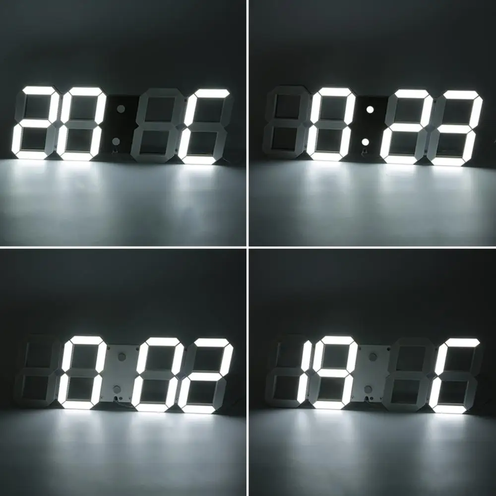 

Digital Wall Clock 3D LED Alarm Clock Electronic Desk Clocks with Large Temperature 12/24 Hour Display