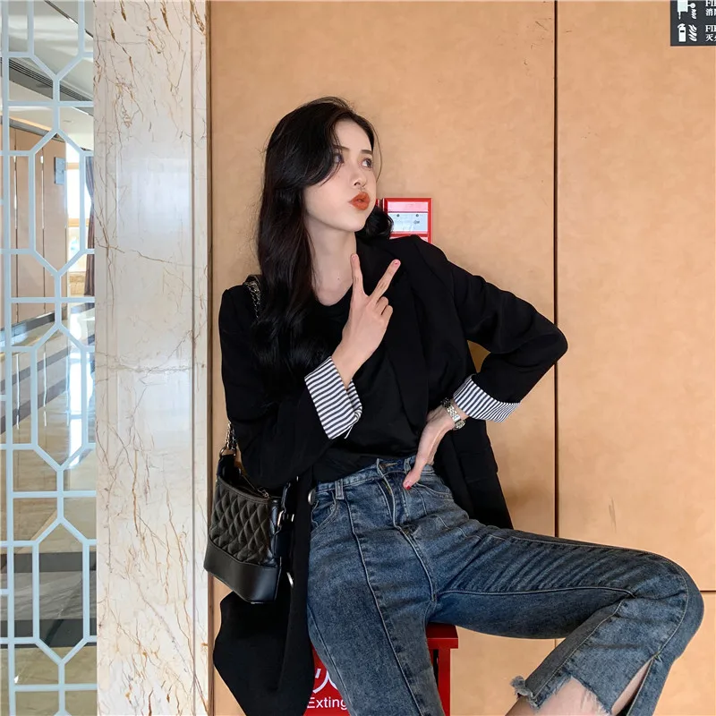 

Long Sleeve Suit Jacket Women's Sense of Design Non-mainstream Early Autumn Tops Korean-style INS Online Celebrity Casual Versat