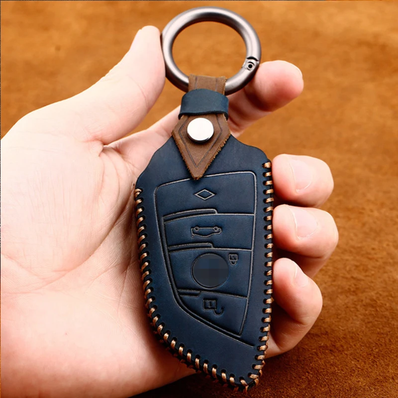 crazy horse leather car key cover case fob for bmw 520 525 f30 f10F18 118i 320i for bmw X3 X4 M3 M4 M5 E34 E90 E60 E36 F10 F07