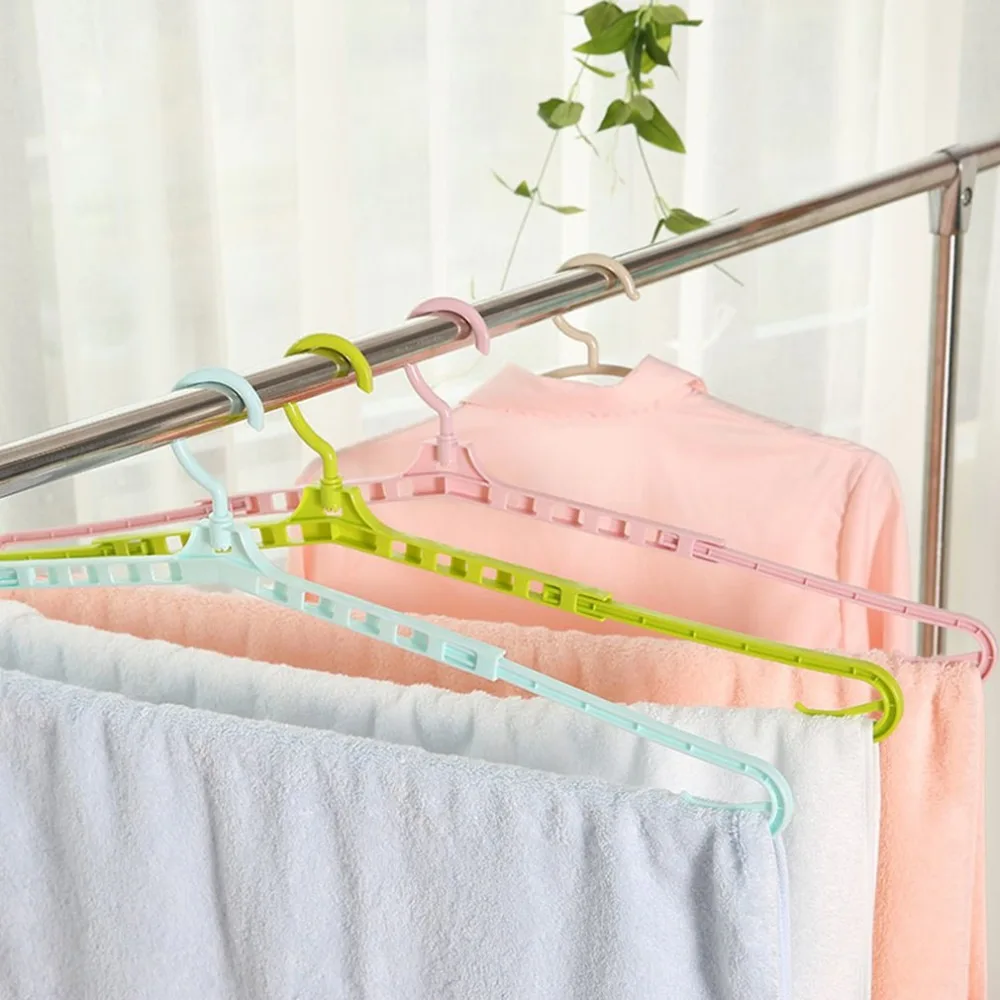 Dual-use Multifunctional Plastic Blanket Hanger Lengthen Retractable Towel Drying Rack Seamless Folding Clothes Hanger