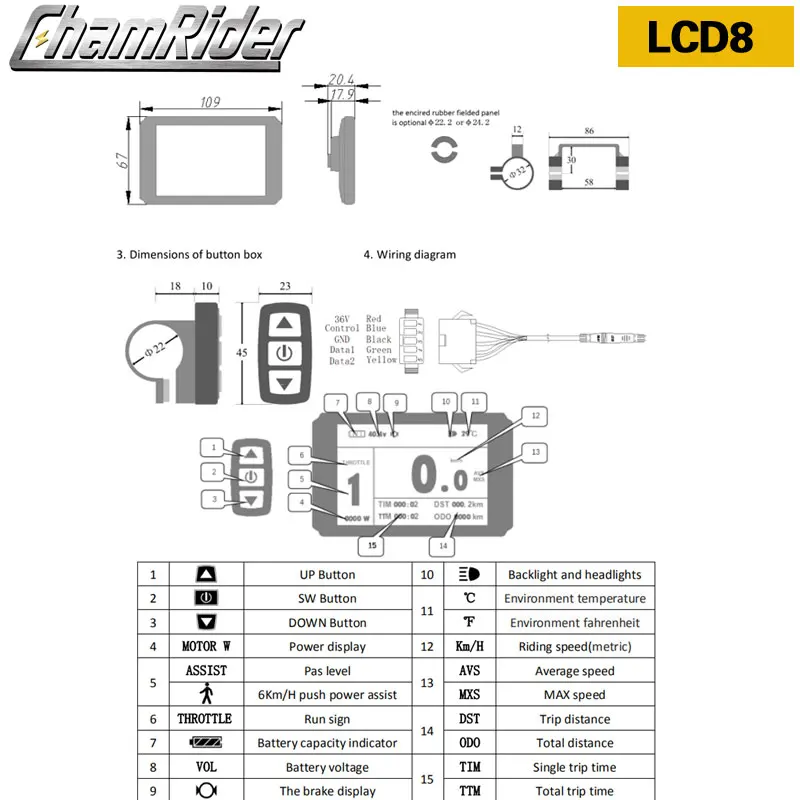 Electric Bike Display Electric Bicycle Display KT LCD Meter LCD3 LCD8HU LCD5 For KT Intelligent Controller 24V 36V 48V Ebike Panel Julet Waterproof