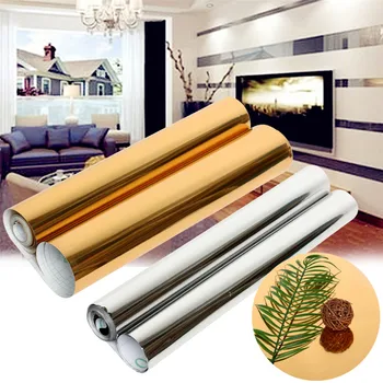 

Metal Effect Wallpaper Self Adhesive Mirror Silver Brushed Gold Waterproof Sticker Fridge Old Electrical Diy Decorative Film