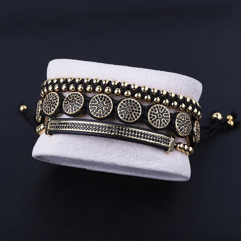 Classic Design High Quality Luxury Stainless Steel Beads CZ Pave Charm Handmade Macrame Friendship Bracelet Set Men Jewelry Gift - Image 2