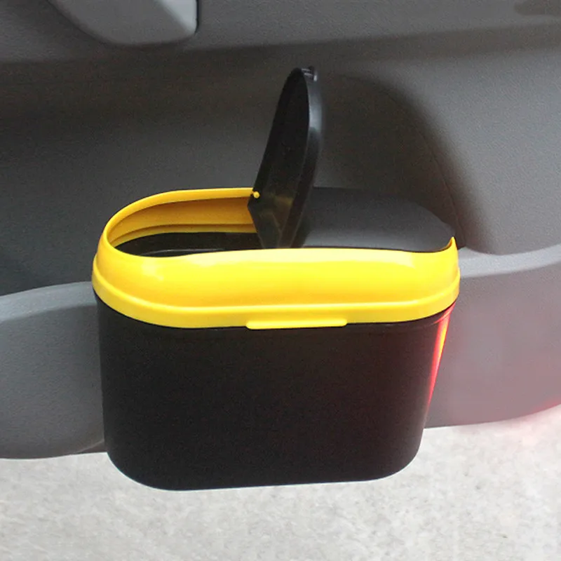Горячая Автомобильный мусорный ящик автоматическое хранение ящик для мусора с дверью висячие флип аксессуары для автомобиля интерьер пылезащитный чехол держатель дропшиппинг - Название цвета: Цвет: желтый