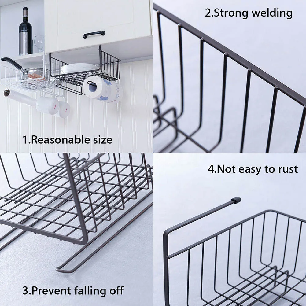Storage Basket Rack Under Shelf Cabinet Wire Organizer Holder for Kitchen Pantry Desk VJ-Drop