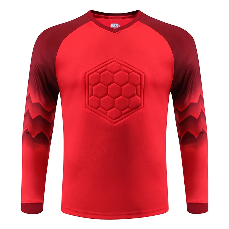 Men's Long Sleeve Goalkeeper Soccer Jersey Set with Protective Padding