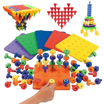 Gioco da tavolo impilabile Building Blocks Giocattoli per bambini 3D Stack di particelle di grandi dimensioni Costruzione spaziale Giocattoli educativi per l'addestramento alla motoria fine