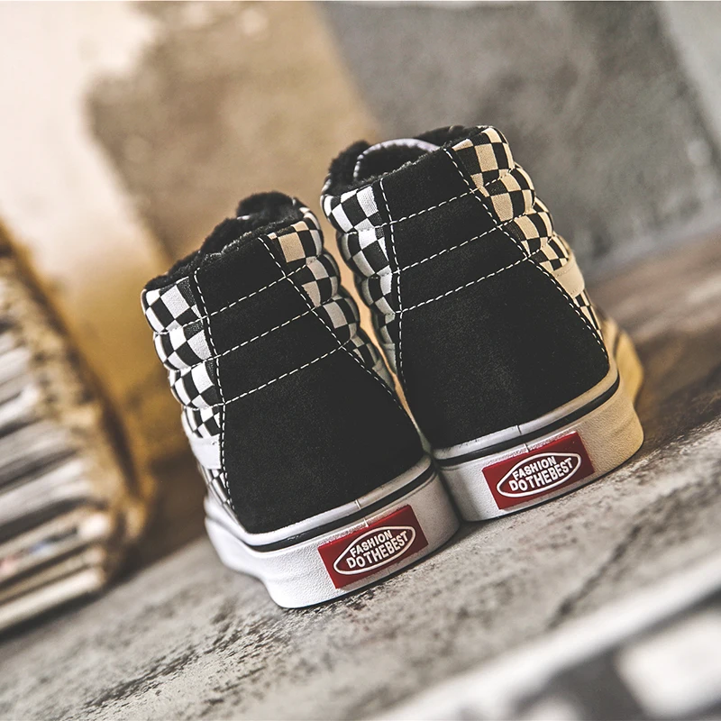 TRILEINO mid sk8 классические мужские черно-белые сетчатые туфли из вулканизованной парусины с добавлением хлопка обувь для скейтбординга кроссовки