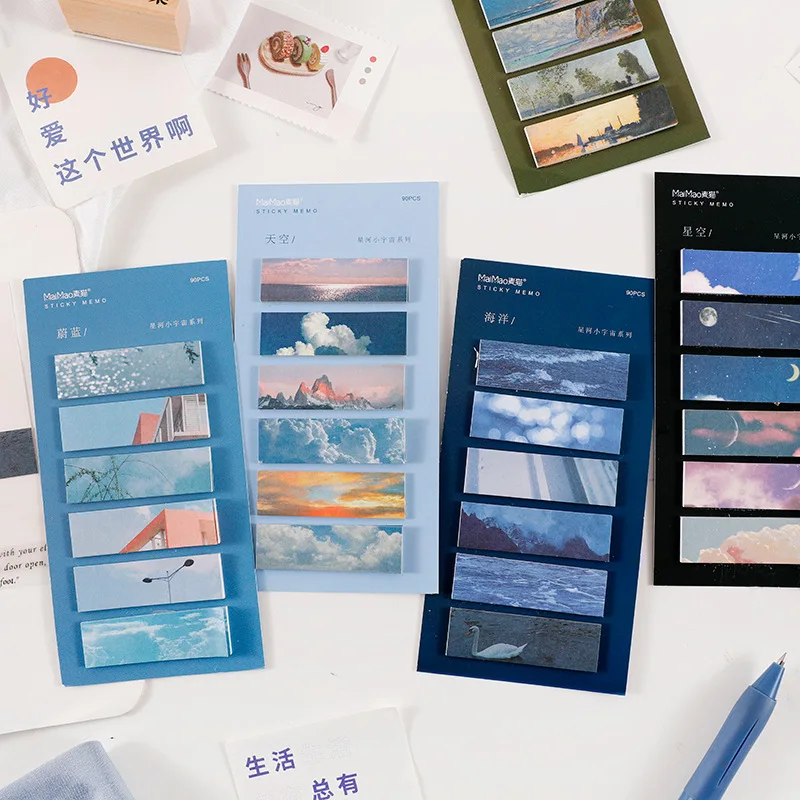 

Galaxy Dream Sticky Note Sticker Mini Square Memo Pad Notepad Diary Creative Self-Stick Stationery Deco Mr.Paper 90pcs 6 Designs