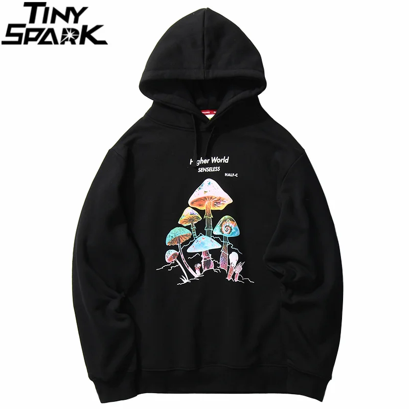 Hoodie Sweatshirt Streetwear-Rainbow-Mushroom Cotton Pullover Winter Hip-Hop Men Autumn
