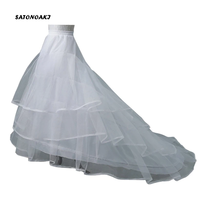 SATONOAKI белый или черный подъюбник для свадебных платьев длинный хвост два кринолина три слоя аксессуары для пряжи Свадебные Подъюбники