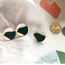 Серьги-клипсы, абстрактные картины маслом, серьги, круглые серьги-гвоздики классические металлические Сережка в виде веера для женщин