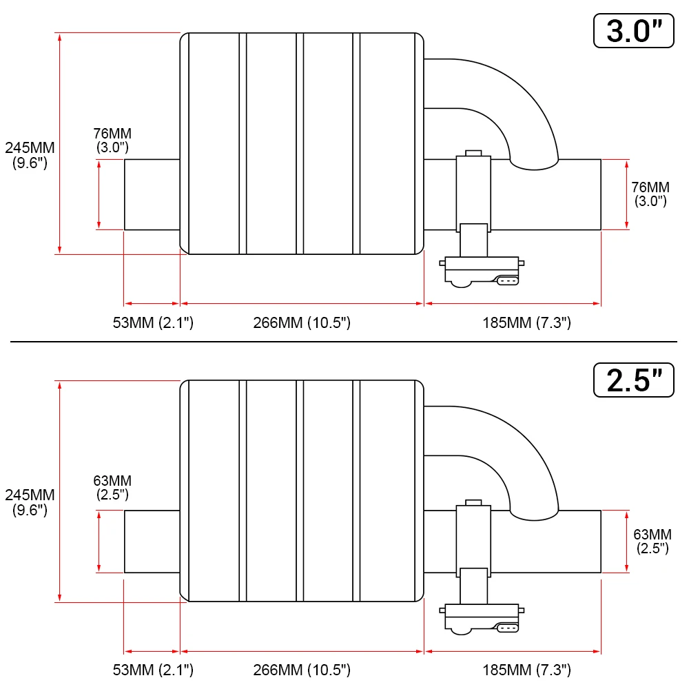 US $218.90 Stainless Steel 25 3 Slant Outlet Tip Inlet Variable Exhaust Muffler Weld With Electrical Exhaust Cutout Electric Control Kit