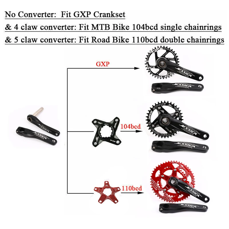 MTB Crankset 170 GXP с прямым креплением, кривошипный дорожный горный велосипед, алюминиевый BB конвертер, цепь, набор BB, Аксессуары для велосипеда