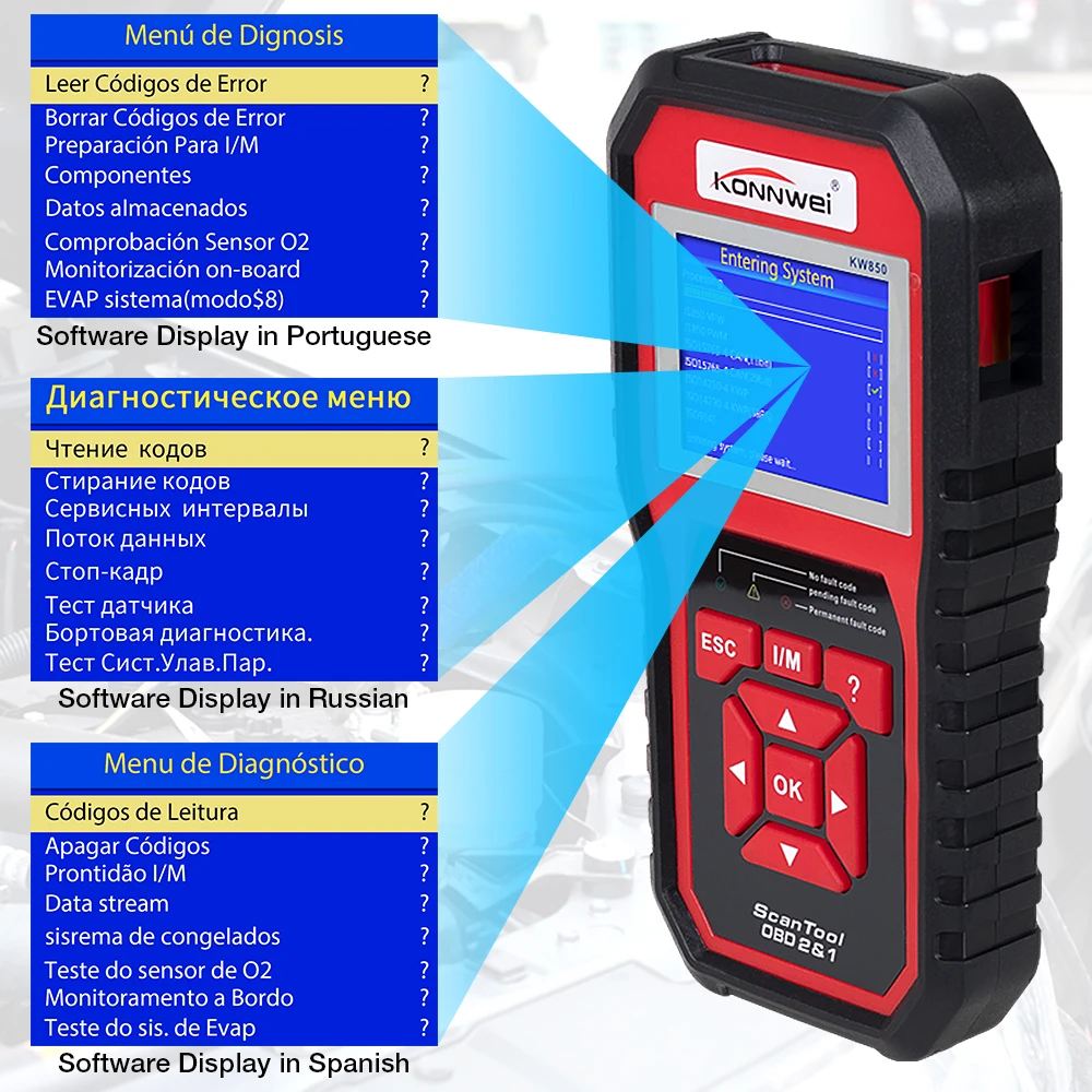 KONNWEI KW850 obd2 Scanner Multi-languages Full OBD 2 Function Auto Diagnostic Tool kw 850 Better Than NX501 AD310 4