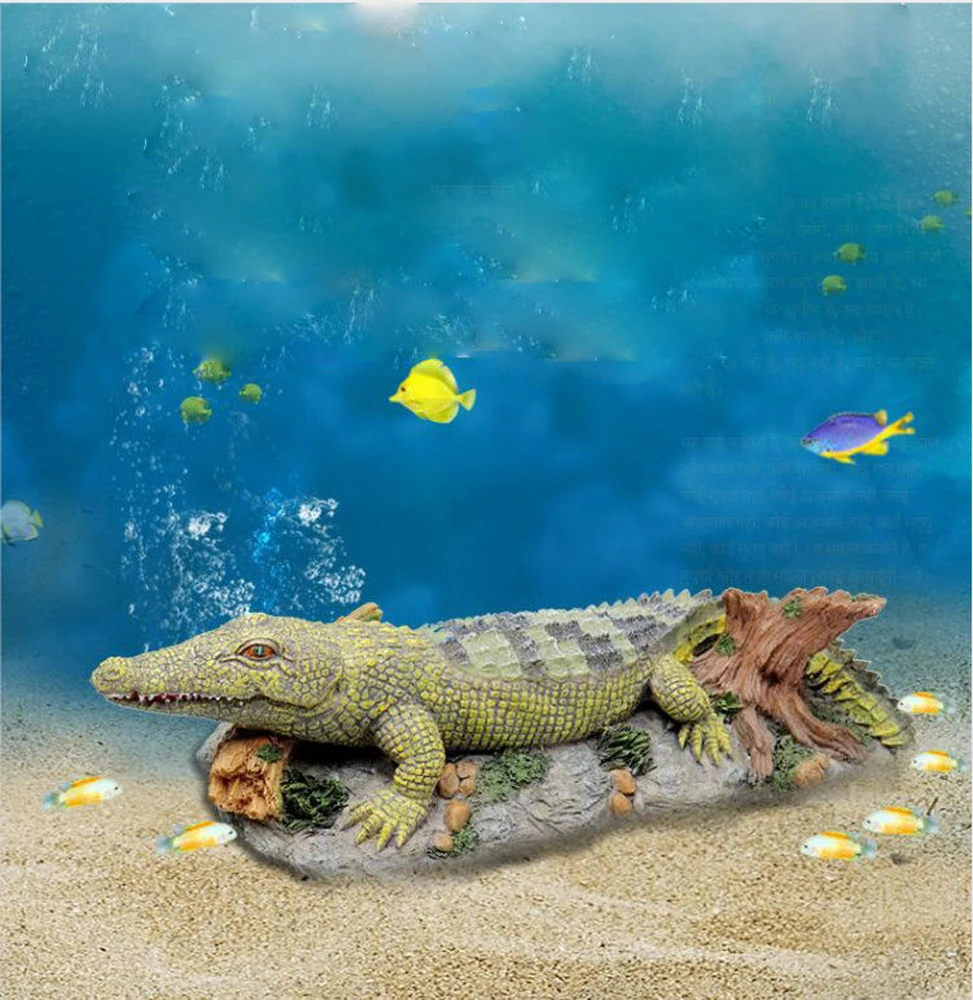 

Oxygen-enhanced Crocodile Fish Tank Landscaping Aquarium Decorative Ornaments Resin Crafts